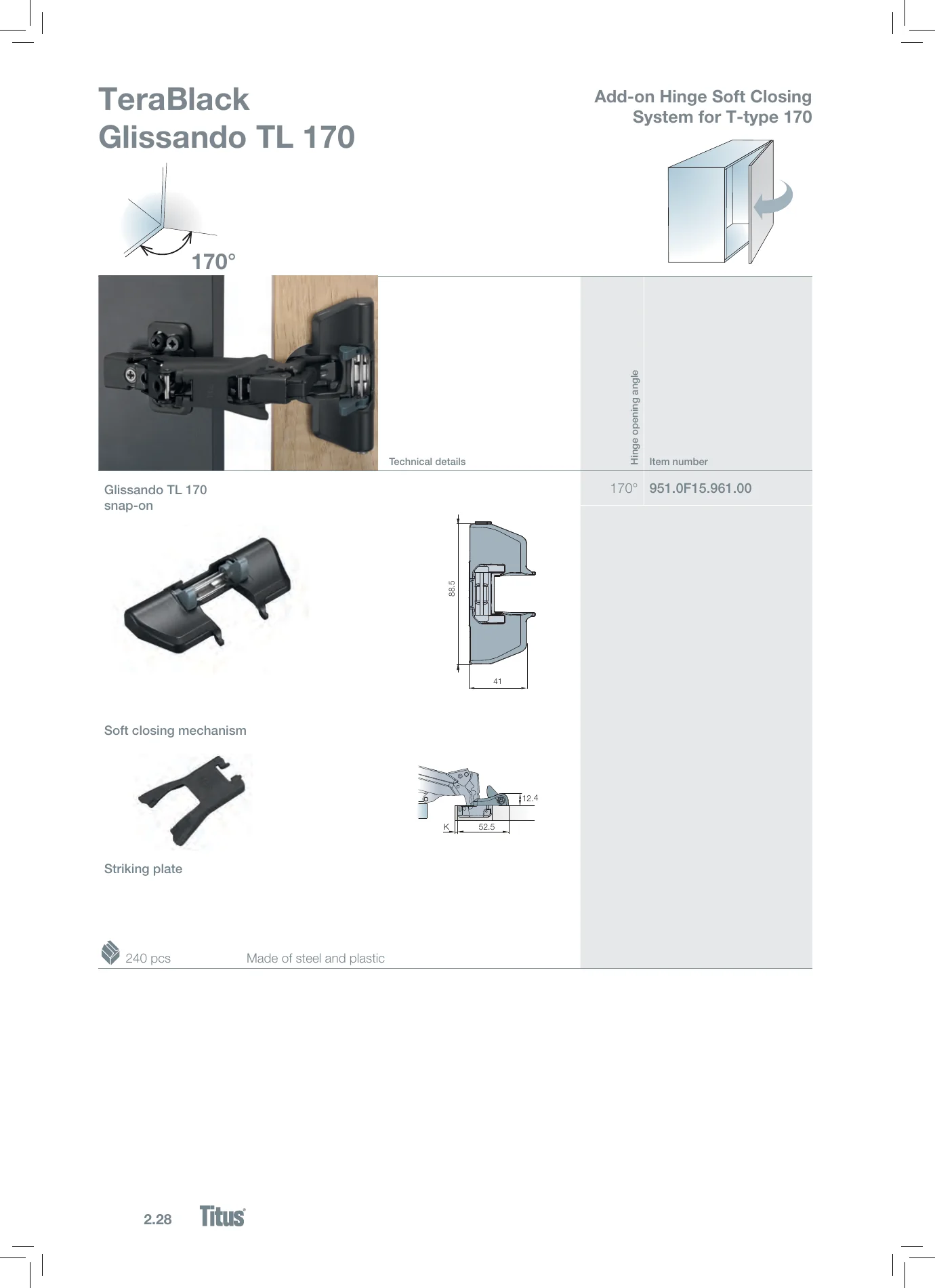 Complete Technical Catalogue, page 148, including product code 951.0F15.961.00. Open the page for the text transcript.