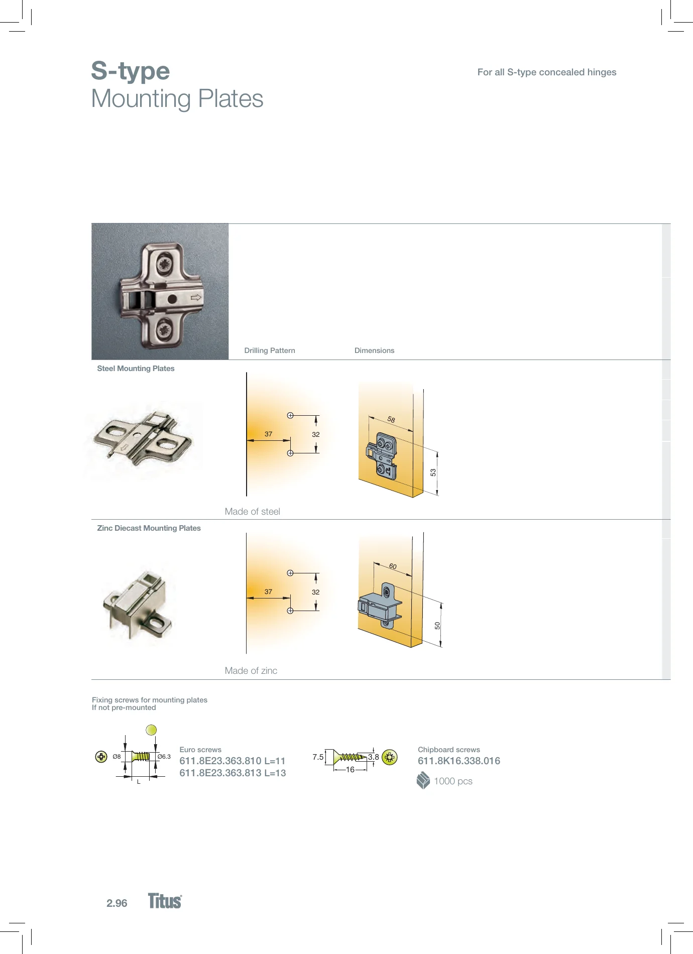Complete Technical Catalogue, page 216, including product code 611.8E23.363.810. Open the page for the text transcript.