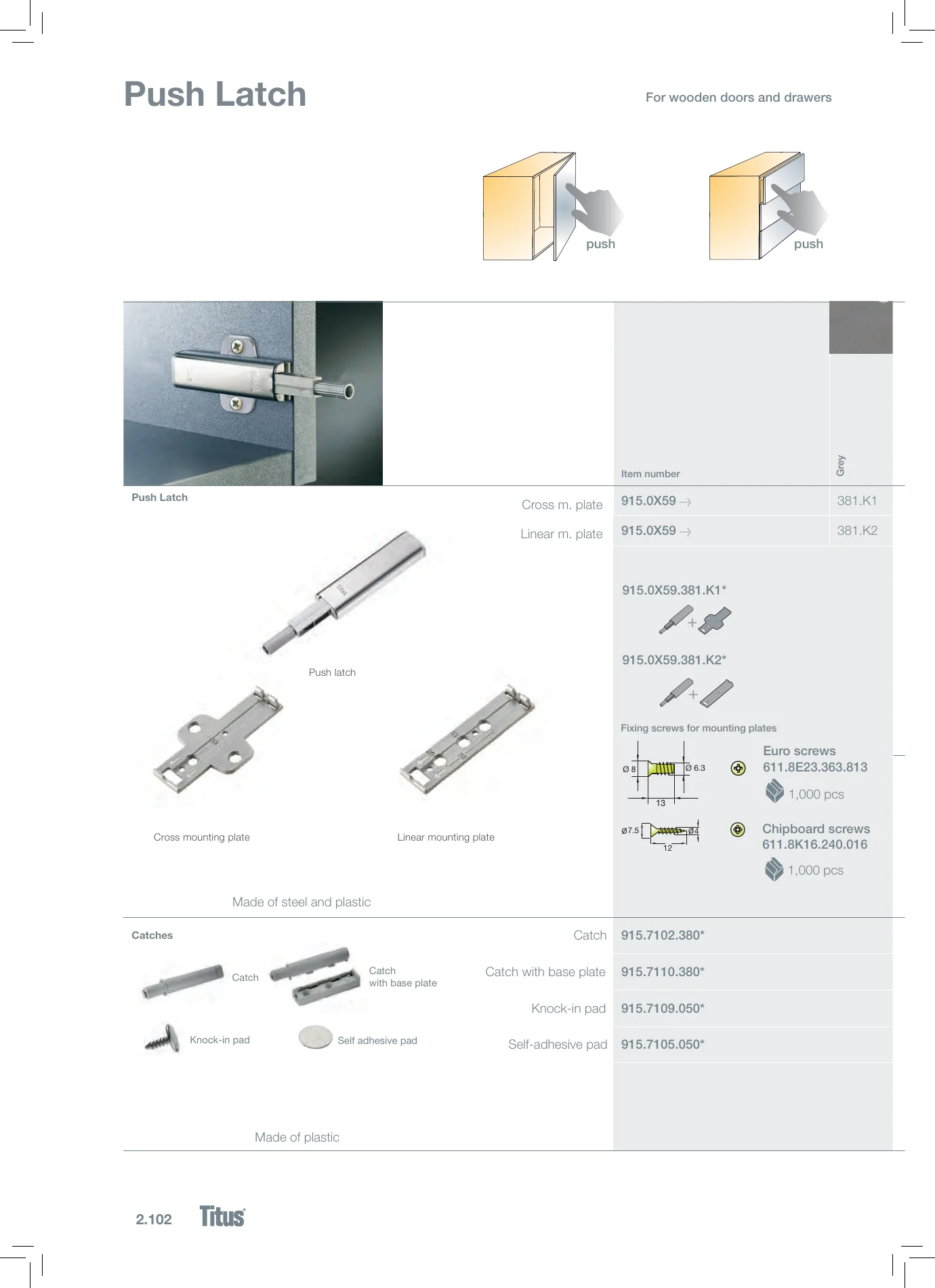 Complete Technical Catalogue, page 222, including product code 915.0X59.381.K2. Open the page for the text transcript.