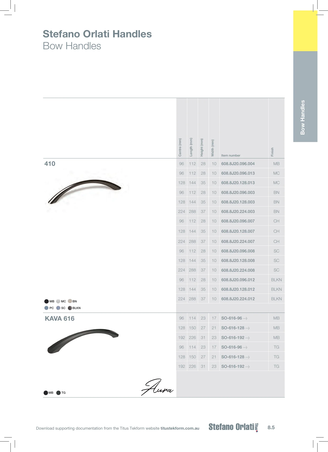 Complete Technical Catalogue, page 423, including product code 608.8J20.096.003. Open the page for the text transcript.