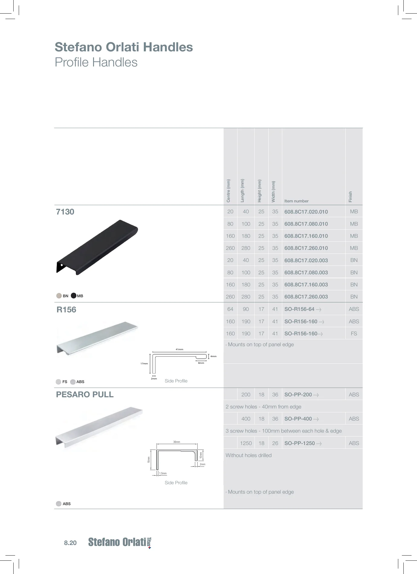 Complete Technical Catalogue, page 438, including product code 608.8C17.020.003. Open the page for the text transcript.