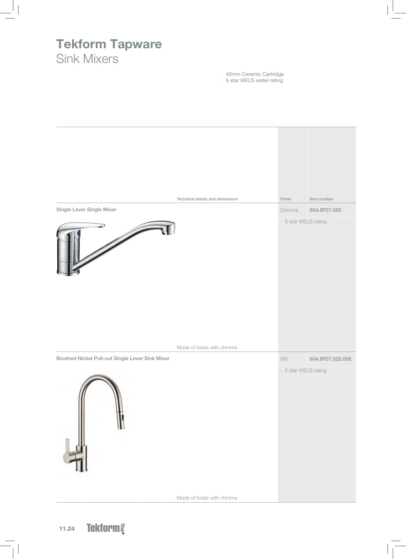 Complete Technical Catalogue, page 608, including product code 604.8F07.050. Open the page for the text transcript.