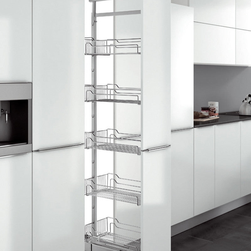 Pull-out Pantry Unit with Soft Close — Chrome