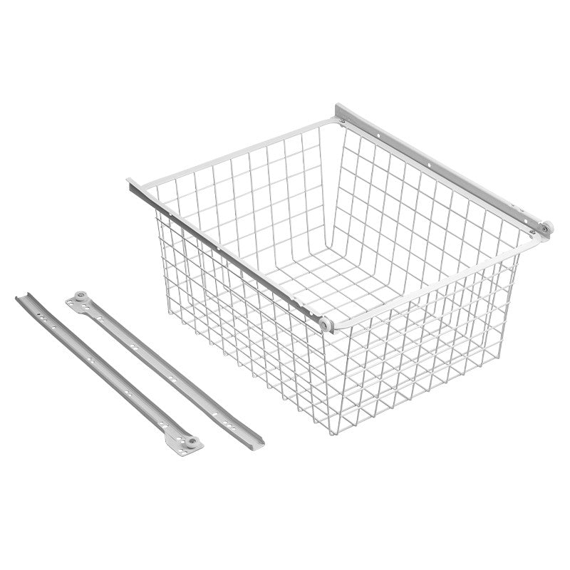 Wire Storage Basket with Slides — White