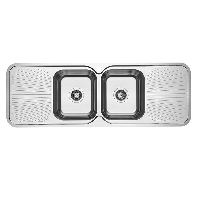 Bowl & Drainer double main bowl and drainers — Stainless Steel