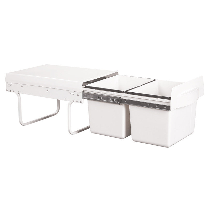 Soft Close Pull-out Double Bin with Metal Frame — White